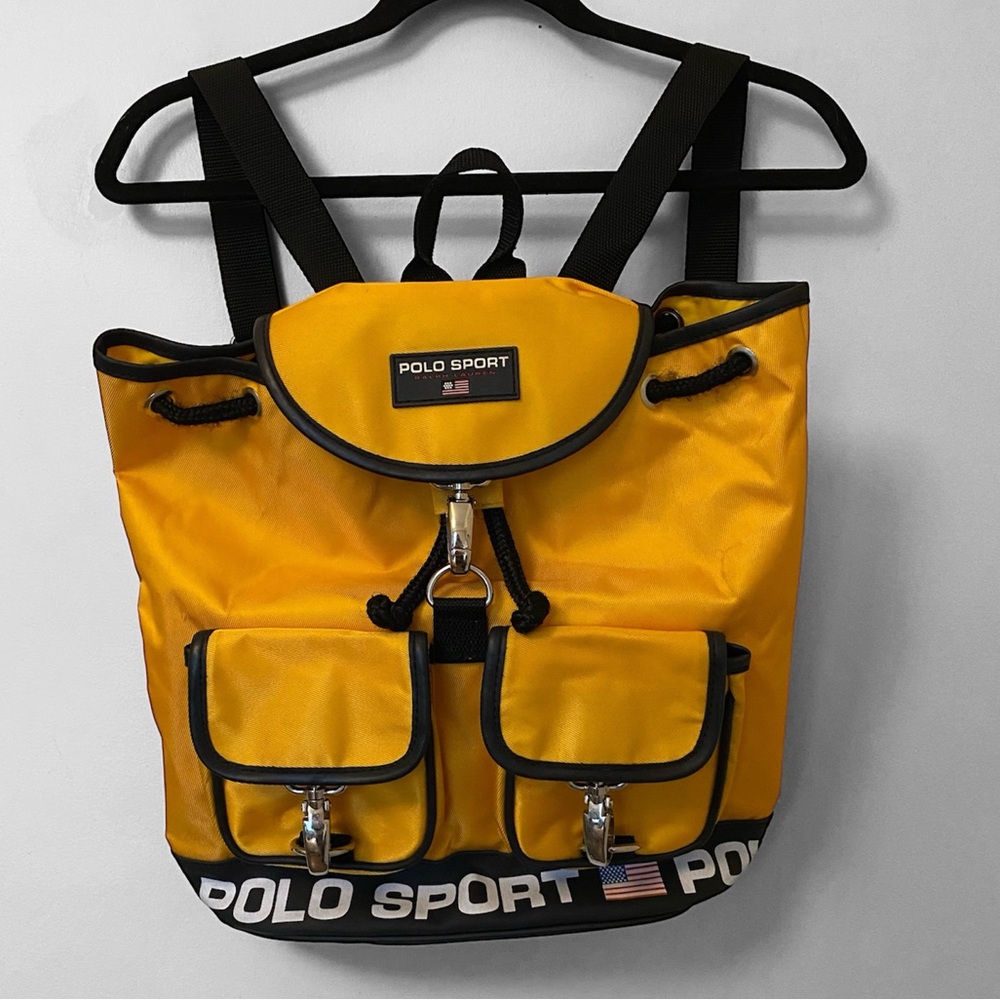 Vintage Ralph Lauren polo sport mustard yellow backpack